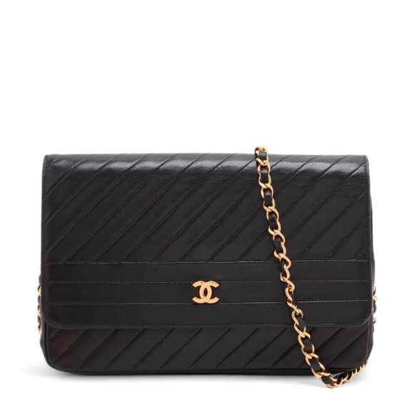 Chanel CC Logo Lambskin Chain Shoulder Bag Black - Picture 1 of 14